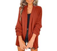 Sommer Blazer Damen einfarbig vorne offen Lange elastische Ärmel Anzug lose Oberbekleidung Mantel 2023 Slim Fit Longblazer Anzugjacke Freizeit Business Damenjacke