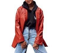 Sommer Blazer Damen Frauen-beiläufiger PU-Fester einzelner Knopf- Anzug-Temperament-Strickjacke-Mantel 2023 Longblazer Anzugjacke Freizeit Business Damenjacke Open Front Cardigan