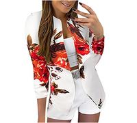 Sommer Blazer Damen Frauen Blazers Mantel Anzug Work Anzug 3/4-Ärmellen-Jacke formelle Jacke Set 2023 Büro Blazer Anzug Sportlich Jack Trenchcoat Longblazer Anzugjacke Freizeit Business Damenjacke