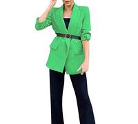 Sommer Blazer Damen Frauen Mode Casual Solide Langarm Offene Vorderseite Kerbkragen Anzug Anzugjacke Freizeit Business Damenjacke Strickjacke Büro Damen Mantel 2023 Longblazer