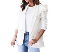 Sommer Blazer Damen Lässiger Damen- mit Puffärmeln, offene Front, Büro-, Bussiness-Jacken, Arbeitsanzug mit Taschen 2023 Anzugjacke Freizeit Business Damenjacke Longblazer