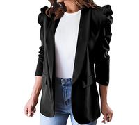 Sommer Blazer Damen Lässiger Damen- mit Puffärmeln, offene Front, Büro-, Bussiness-Jacken, Arbeitsanzug mit Taschen 2023 Anzugjacke Freizeit Business Damenjacke Longblazer