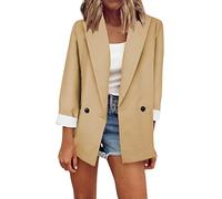 Sommer Blazer Damen Lässiger Damen-Taschen-Büro- mit drapierter Vorderseite, Strickjacke, Arbeitsanzug 2023 Damenblazer Anzugjacke Freizeit Business Damenjacke Open Front Cardigan