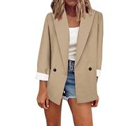Sommer Blazer Damen Lässiger Damen-Taschen-Büro- mit drapierter Vorderseite, Strickjacke, Arbeitsanzug 2023 Damenblazer Anzugjacke Freizeit Business Damenjacke Open Front Cardigan