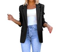 Sommer Blazer Damen Lässiger für Damen, einfarbig, Anzugkragen, Langarm, lockerer Anzug 2023 Slim Fit Anzugjacke Freizeit Business Damenjacke Longblazer Open Front Cardigan