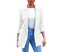 Sommer Blazer Damen Langarm Solide Reversjacke Damen Business Anzug Strickjacke Jacke Top 2023 Slim Fit Longblazer Anzugjacke Freizeit Business Damenjacke Open Front Cardigan