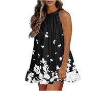 Sommer böhmisches Kleid für Frauen verstellbare Krawatte Sling Rock mit Blumenmuster Plissee Damenkleider Swing Minikleider
