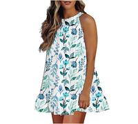 Sommer böhmisches Kleid für Frauen verstellbare Krawatte Sling Rock mit Blumenmuster Plissee Damenkleider Swing Minikleider