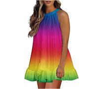 Sommer böhmisches Kleid für Frauen verstellbare Krawatte Sling Rock mit Blumenmuster Plissee Damenkleider Swing Minikleider