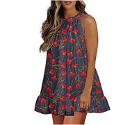 Sommer böhmisches Kleid für Frauen verstellbare Krawatte Sling Rock mit Blumenmuster Plissee Damenkleider Swing Minikleider