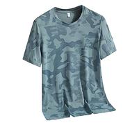 Sommer Camo EIS Seide Kurzarm Männer Laufen Im Freien Paar Dünne Casual T Shirt Männer Quarzuhr (L,Blau-c)