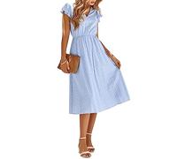 Sommer Casual Women's Solid Colour V-Ausschnitt Taille Frische SüßE Bequeme Freizeitkleider Frauen