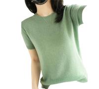 Sommer Damen Kaschmir Pullover O-Ausschnitt Kurzarm Strickpullover Damen Solid Casual Sweater, En8, L