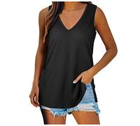 Sommer Damen Neckholder Top V-Ausschnitt Einfarbig,Sommertop Weiß Bluse Shirt Loose Fit Dehnbar Sommer Blusentop Strap Frauen Untershirts Casual Cocktail Weste Leicht Dünn