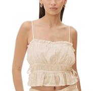 Sommer-Damen-Satin-Tanktop, Sexy V-Ausschnitt, Ärmelloses Basic-Sling-Shirt für Büro und Zuhause(Color:Apricot,Size:M)