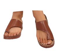 Sommer Damen Schuhe - Flip Flop Sandalen Hallux Valgus Zehentrenner Flache Leicht Pantoffeln Plattform Arch Support Flops Sommerschuhe Bequem rutschfest Strandschuhe Braun 37