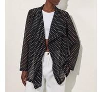Sommer eleganter Smart Lässig Büro Abendessen Lehrertag Schwarz-Weiß Polka Dot Großer Revers Langarm Trenchcoat Blazer Jacke Minimalistisch Locker