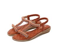 Sommer Flach Sandaletten Damen Bequem Strass Sandalen Offener Zeh Casual Elegante Römersandalen Offener Zeh Sommerschuhe Leicht rutschfest Freizeit Böhmen Strandschuhe