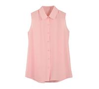 Sommer Frauen Umlegekn pfte Chiffon Bluse Shirt Lose Ärmellos Solide Weste Tops Dünne Bluse, rose, Small
