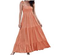 Sommer Freizeitkleid für Frauen Camis Weste Lange Damenkleider Solide Spleißen knöchellanger Rock Urlaub Strandkleider