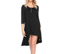 Sommer Freizeitkleider Damen Frühling für Damen Trendy Dressy Casual Blusenkleider Große Größen Hemden mit 3/4 Ärmel Henley Tunika Top mit Asymmetrisches Saum