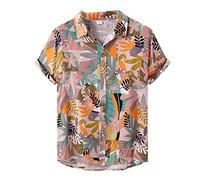Sommer Hawaii Hemd Männer, Herren Hemd Kurzarm 70er Jahre Sommer Strand Festival Hawaii Outfit Lustig Freizeithemden, Modische Vintage Mit Aufdruck Kurzarmhemd Modern Fit Sommerhemd Leicht Hawaiihemd