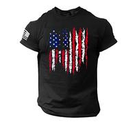 Sommer-Herren-T-Shirt mit US-Flaggen-Logo, lässig, Fitness, 3D-Druck, kurzärmelig Tanktop Herren Schwarz
