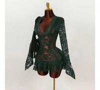 Sommer Hippie Stil transparentes tief ausgeschnittenes Mini-Kleid für Frauen