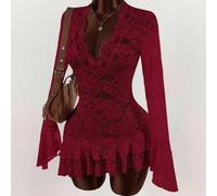 Sommer Hippie Stil transparentes tief ausgeschnittenes Mini-Kleid für Frauen