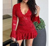 Sommer Hippie Stil transparentes tief ausgeschnittenes Mini-Kleid für Frauen