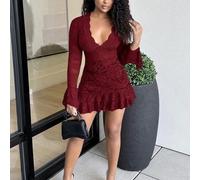 Sommer Hippie Stil transparentes tief ausgeschnittenes Mini-Kleid für Frauen