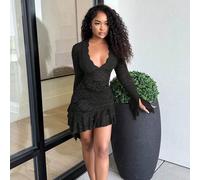 Sommer Hippie Stil transparentes tief ausgeschnittenes Mini-Kleid für Frauen