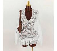 Sommer Hippie Stil transparentes tief ausgeschnittenes Mini-Kleid für Frauen