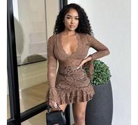 Sommer Hippie Stil transparentes tief ausgeschnittenes Mini-Kleid für Frauen