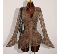 Sommer Hippie Stil transparentes tief ausgeschnittenes Mini-Kleid für Frauen