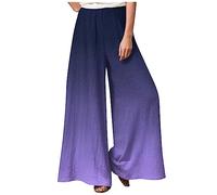 Sommer Hose Damen Lose Stoffhose Mit Blumen Leinenhose Hohe Taille Schlabberhose Casual Einfarbig Freizeithose Baumwolle Leinen Strandhose Lässig Sporthose Frauen,Dark Purple,3XL