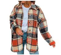 Sommer Mantel Für Damen Mantel Plaid Print Reversknopf Lässig Langarm Lose Mantel Winddicht Fleecejacke Damen