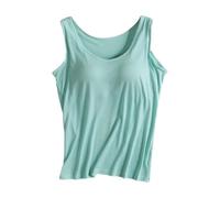 Sommer Must Haves Damen Unterhemden Damen Tank Top Mit Integriertem BH Hemd Damen Mit Cups Oberteil Ärmellos Unterwäsche Hemden Hemd Mit BH Unterhemd Damen Tiefer Ausschnitt