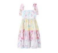 Sommer Neuer süßer Print schicker Spleißen Hosenträgerrock Urlaubsstil Rock - Bildfarbe - S