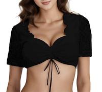 Sommer Oberteile Damen Elegant, Für Oktoberfest Bluse Spitze Dirndl Noble Damenbluse Dirndl Black