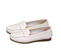 Sommer Orthopädische Schuhe Damen Elegant Loafer Slip on Sneaker Atmungsaktive Breite Weiche Turnschuhe Leder Flache Ballerina Lässig Bequeme Running Shoes Women Barfußschuhe (White, 43)