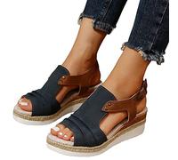 Sommer Pantoletten Damen Strandsandaletten Plattform Leder Mode Aushöhlen Plateau Strand Sandalen Vintage Lässige rutschfest Open Toe Römische Sandaletten