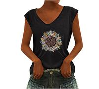 Sommer Pullover T-Shirts für Frauen Casual Weste Camis Tops Leopard Sonnenblume Bedruckt V-Ausschnitt ärmellose Bluse Mädchen T-Shirt