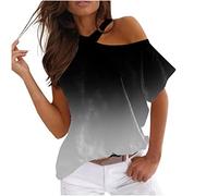 Sommer-Rundhals-T-Shirts für Frauen, Kurzarm-Oberteile, Blumenmuster, trägerlose Bluse, lockere Passform, grafisches Mädchen-T-Shirt