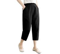 Sommer Sale Sommerhose Damen Leicht Lockere Hose Aus Leinen Baumwolle Für Frauen In Großen Größen Elastische Taille Leicht Atmungsaktiv Freizeithose Mit Hose Mit Gummizug Kurzgröße Sale