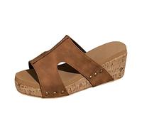 Sommer Sandaletten Damen Keilabsatz Sandalen Damen Outdoor Wedge Mit Absatz Strand Strandschuhe Slide Pantoletten Damen Peeptoe Plateau Hausschuhe Orthopädische Sandalen Damen