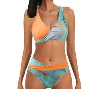 Sommer Sexy Badebekleidung für Frauen Niedrige Taille Beachwear Tie Dye Printed Split Badeanzüge Zweiteilige Tankini Sets