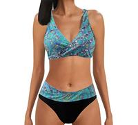 Sommer Sexy Badebekleidung für Frauen Niedrige Taille Beachwear Tie Dye Printed Split Badeanzüge Zweiteilige Tankini Sets