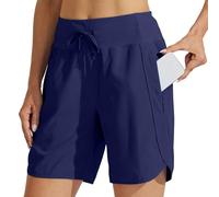 Sommer Shorts für Damen High Waist Kurze Hose mit Umgeschlagenem Saum Casual Strandhose Weites Bein Gummibund Tunnelzug Vielseitige Basic Hose Stoffhose Kurz für Heiße Tage Relaxed Fit Modern
