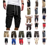 Sommer Shorts Herren Cargo Kurze Hosen Stretch Baumwolle Große Größen Leicht Bermuda Shorts Chino Kurze Hose Stoffshorts Sport Relaxed Fit Wanderer Camping Funktionshose mit Multi Taschen